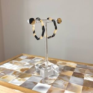 Tortoise Octagon Hoop and Stud Earrings Set